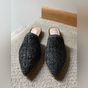 Steven By Steve Madden Black Textured Mules